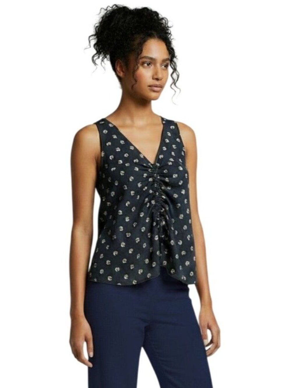 Melrose and Market Cinched Front Top In Navy Esme Clip Floral, M